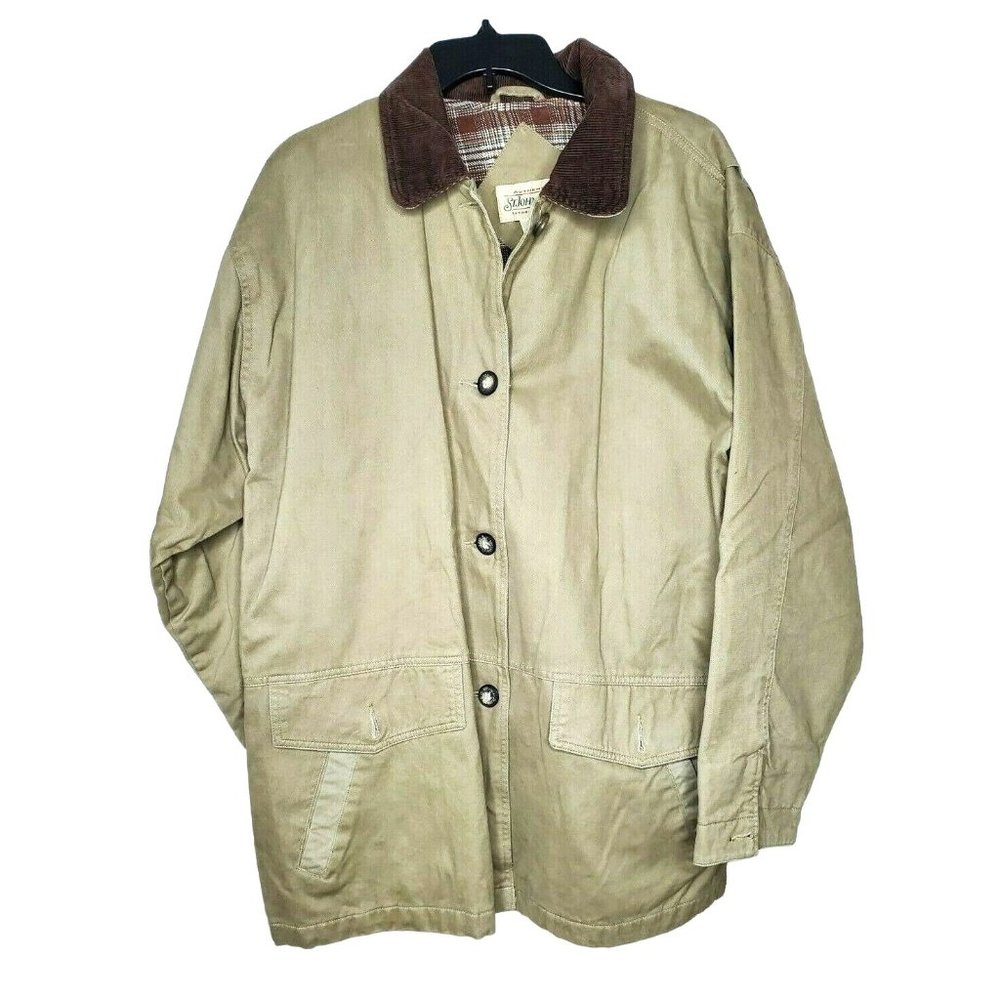 Authentic St Johns Bay Extra Large Brown Plaid Interior Button Up Jacket